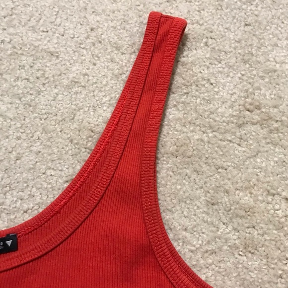 🆕🔥ZARA SUPER CUTE MINI SLEEVELESS DRESS LIGHTLY RIBBED ORANGE RED BODYCON!! - Picture 5 of 7